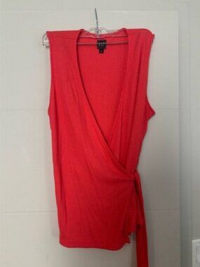 GAP Orange Sleeveless Wrap Tank Top with Tie Front
